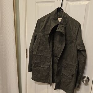 WOMENS GREEN MID LENGTH JACKET WITH DRAWSTRING